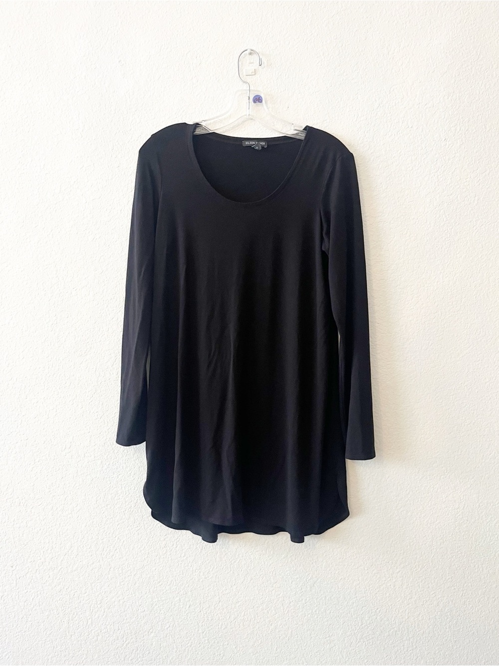 Eileen Fisher Black Long-Sleeve Scoop Neck Tunic black small New without